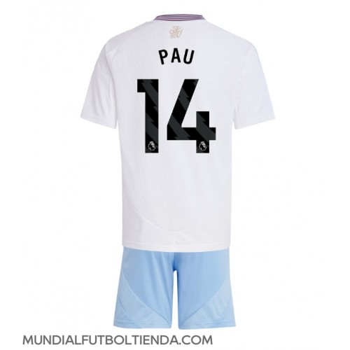 Camiseta Aston Villa Pau Torres #14 Segunda Equipación Replica 2024-25 para niños mangas cortas (+ Pantalones cortos)